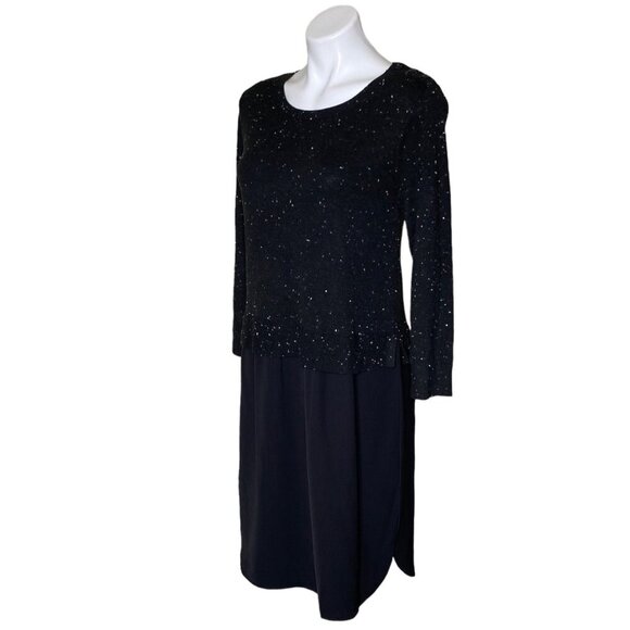 Loft NWT $89 Black Mixed Media Pullover Sweater Dress, 3/4-Sleeve Women's Size M - Picture 8 of 12